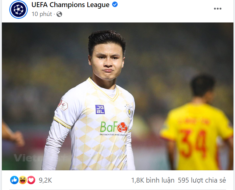 Hình ảnh Quang Hải xuất hiện trên trang chủ Champions League. Ảnh chụp màn hình. Hình ảnh Quang Hải xuất hiện trên trang chủ Champions League. Ảnh chụp màn hình.