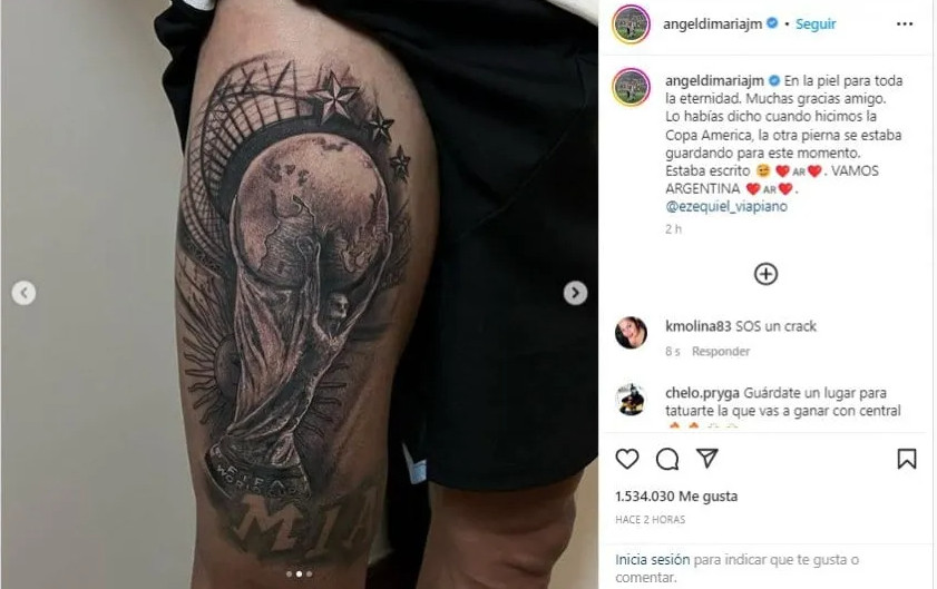 Cận cảnh hình xăm mới của Di Maria