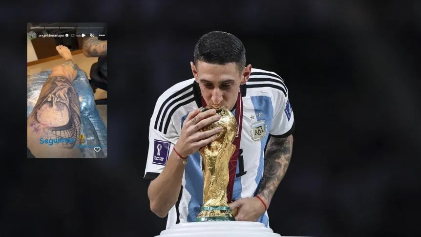 Di Maria khoe hình xăm cúp vàng World Cup trên trang cá nhân