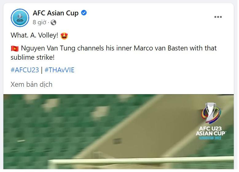 Trang chủ AFC so sánh Văn Tùng với Van Basten. Trang chủ AFC so sánh Văn Tùng với Van Basten.