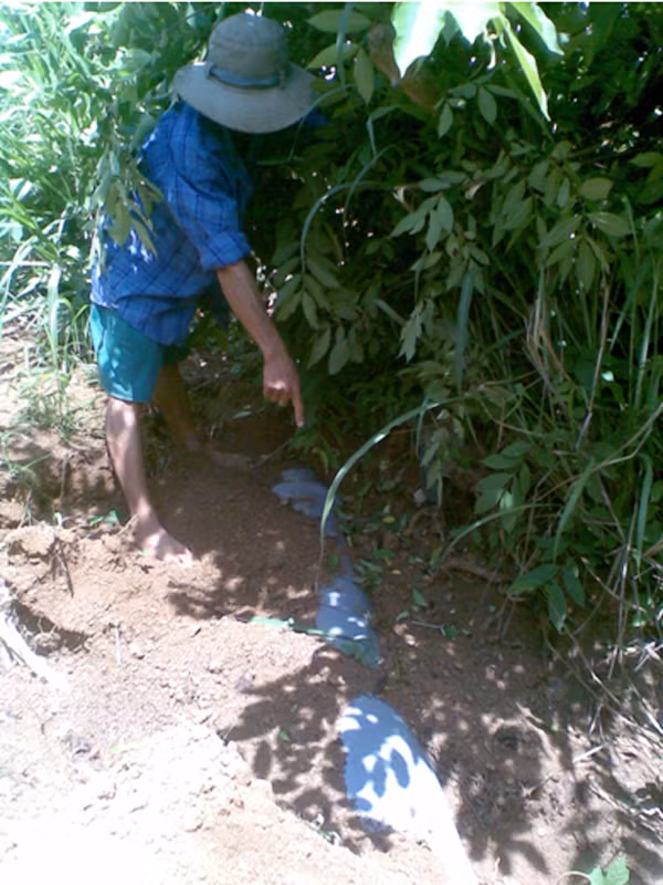 Nhiều đoạn ống nước thải lộ thiên trên mặt đất