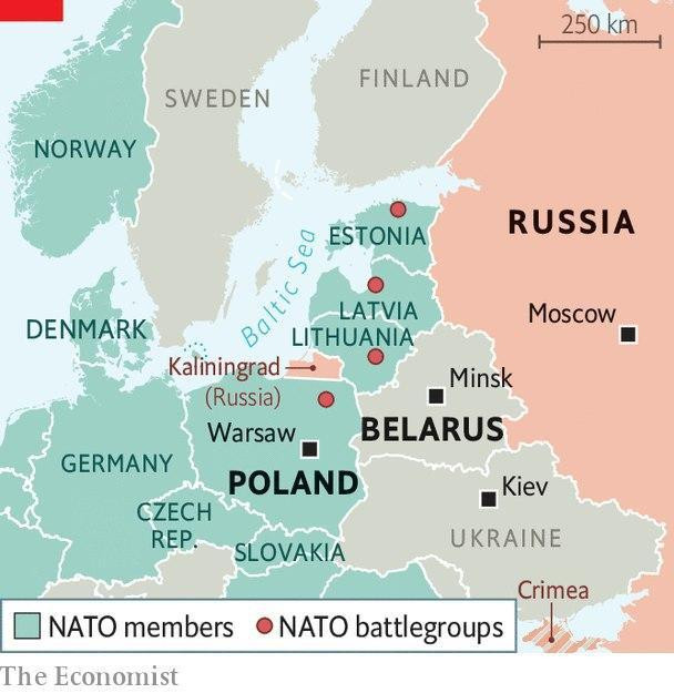 Thụy Điển, Phần Lan và Kaliningrad (Nga) đều giáp Biển Baltic. Các quốc gia màu xanh là thành viên NATO. Ảnh: The Economist Thụy Điển, Phần Lan và Kaliningrad (Nga) đều giáp Biển Baltic. Các quốc gia màu xanh là thành viên NATO. Ảnh: The Economist