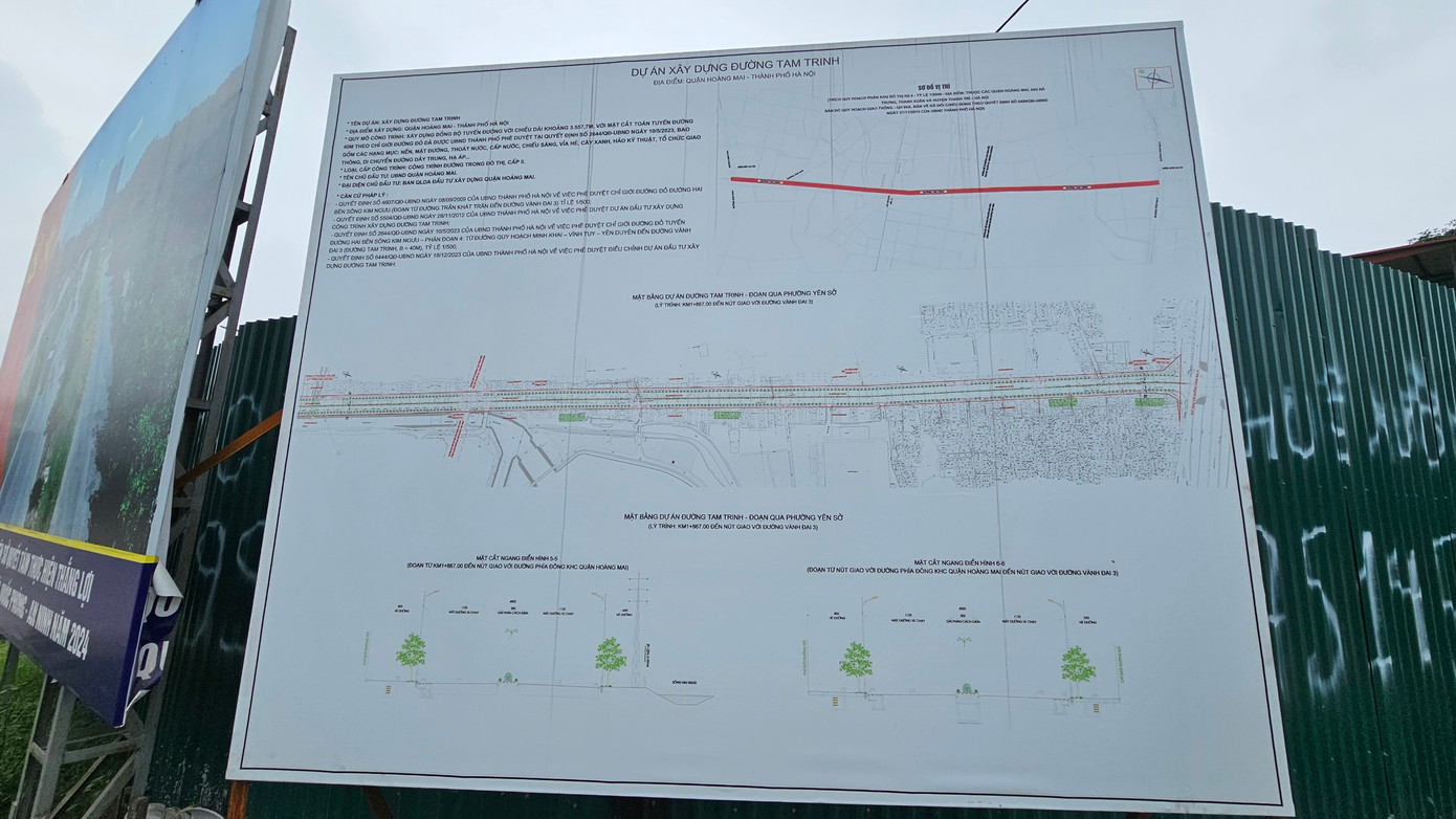 Cũng trên địa bàn quận Hoàng Mai, dự án xây dựng, mở rộng đường Tam Trinhđược phê duyệt chủ trương đầu tư từ năm 2012 nhưng đến nay dự án vẫn đang ngổn ngang.