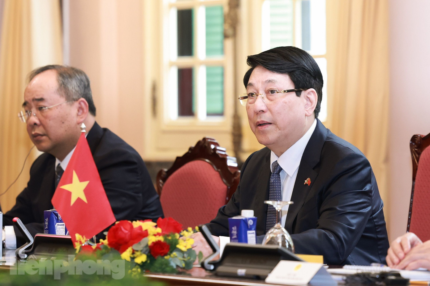 Chủ tịch nước Lương Cường trong cuộc hội đàm với Tổng thống Burundi. (Ảnh: Như Ý)