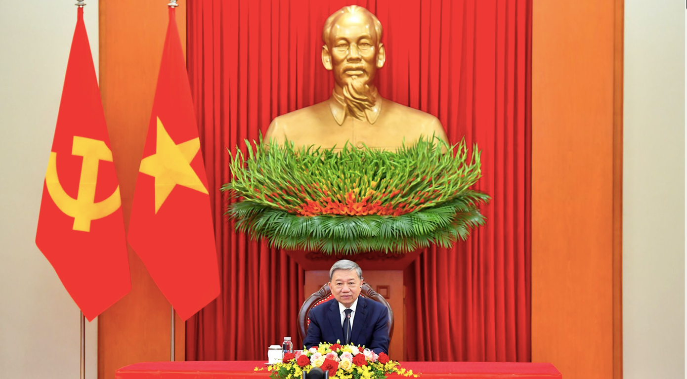 Tổng Bí thư Tô Lâm trong cuộc điện đàm với Chủ tịch Đảng Đại hội Dân tộc Phi (ANC), Tổng thống Nam Phi Cyril Ramaphosa. Ảnh: Nhandan