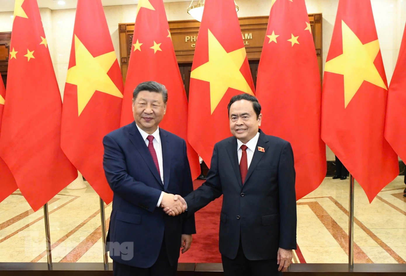 Chủ tịch Quốc hội Trần Thanh Mẫn hội kiến Tổng Bí thư, Chủ tịch nước Trung Quốc Tập Cận Bình. Ảnh: Như Ý