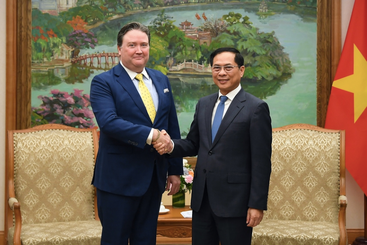 Phó Thủ tướng Bùi Thanh Sơn tiếp Đại sứ Mỹ Marc Knapper. Ảnh: TTXVN.