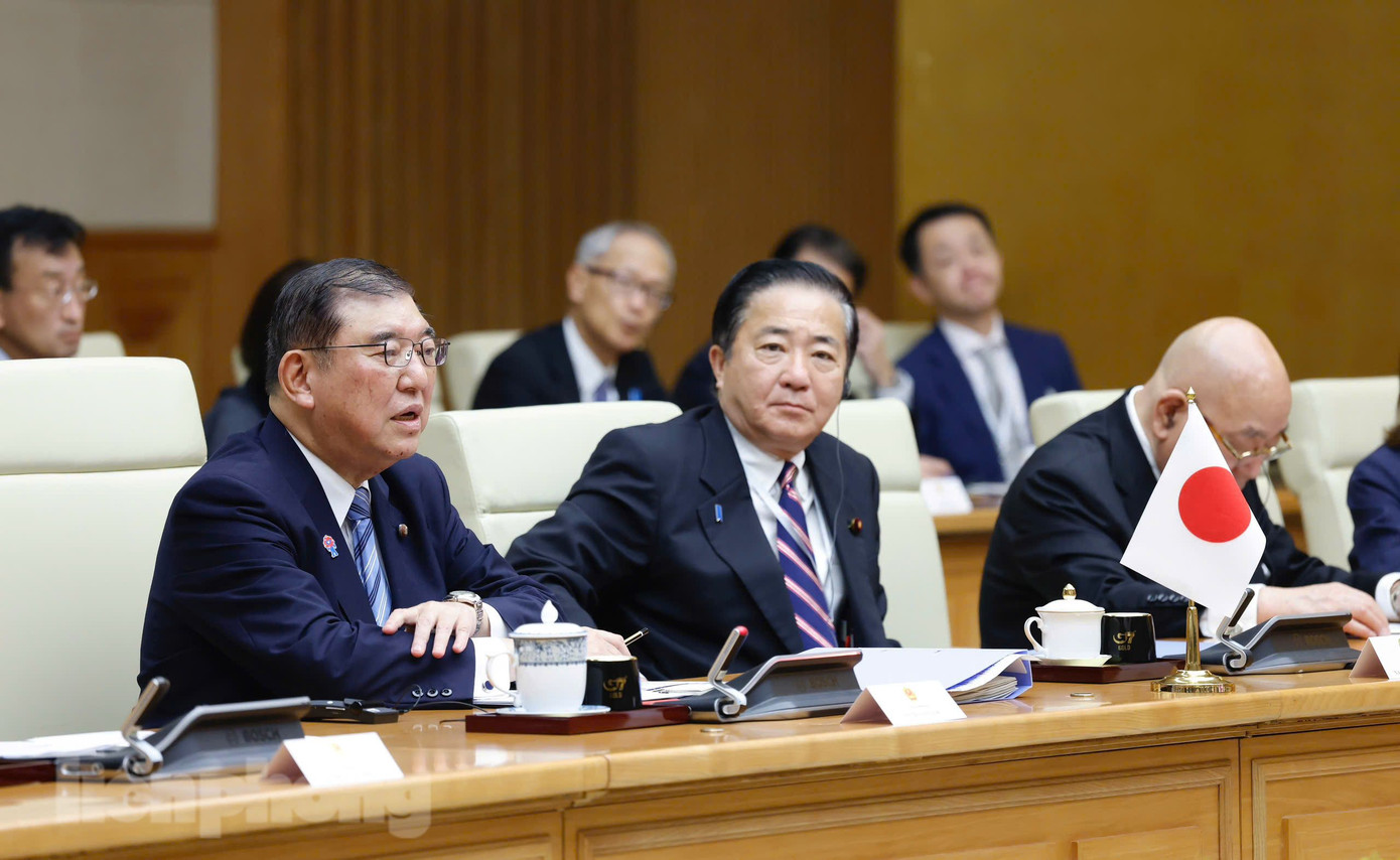Thủ tướng Ishiba Shigeru và các quan chức cấp cao Nhật Bản tại cuộc hội đàm. Ảnh: Như Ý Thủ tướng Ishiba Shigeru và các quan chức cấp cao Nhật Bản tại cuộc hội đàm. Ảnh: Như Ý