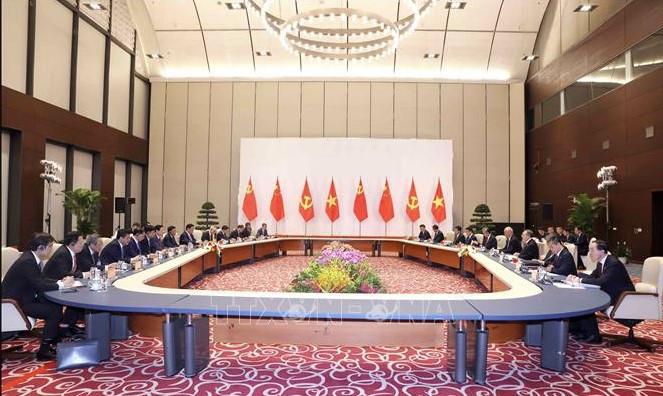 Toàn cảnh cuộc hội đàm. (Ảnh: TTXVN)