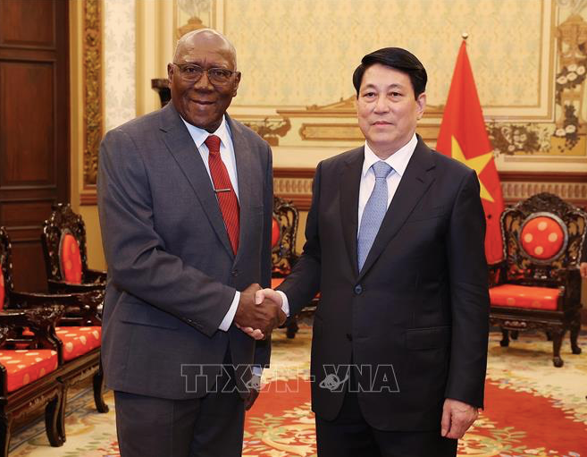 Chủ tịch nước Lương Cường tiếp Phó Chủ tịch nước Cuba Salvador Valdes Mesa. Ảnh: TTXVN.