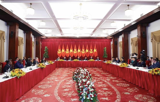 Toàn cảnh cuộc tiếp. Ảnh: TTXVN