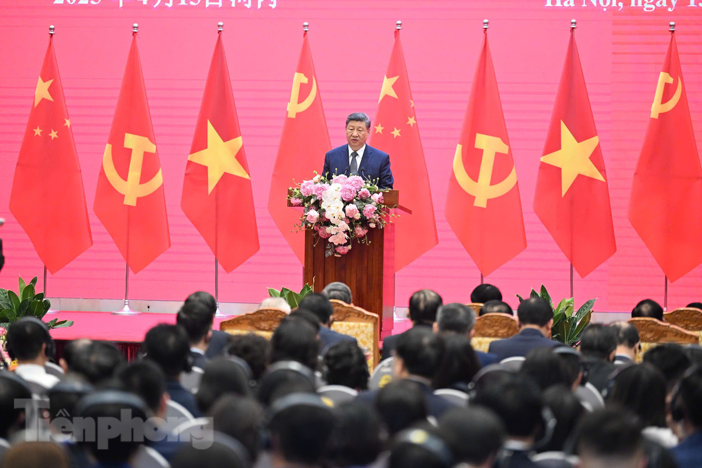Tổng Bí thư, Chủ tịch nước Trung Quốc Tập Cận Bình phát biểu tại cuộc gặp gỡ. Ảnh: Nhật Minh Tổng Bí thư, Chủ tịch nước Trung Quốc Tập Cận Bình phát biểu tại cuộc gặp gỡ. Ảnh: Nhật Minh