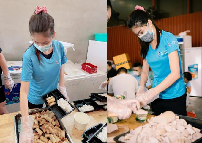 Hình ảnh Á hậu Ngọc Thảo trong căn bếp từ thiện khiến chiếm trọn cảm tình của người hâm mộ.