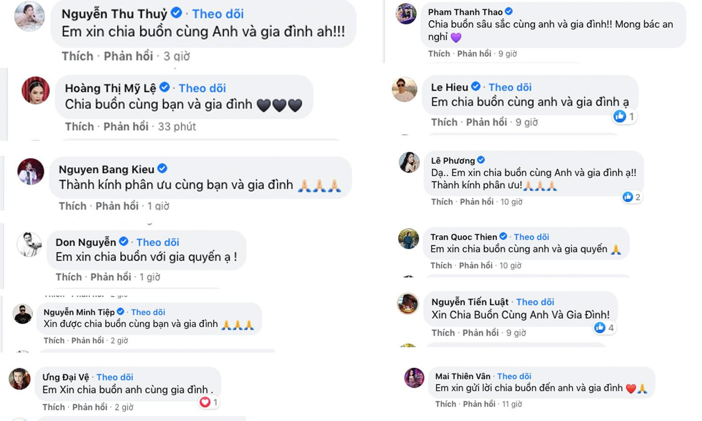 Nhiều sao Việt gửi lời chia buồn tới Lam Trường.