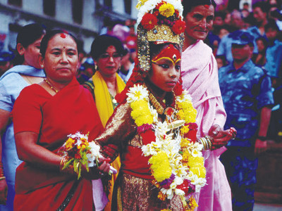 Nữ thần sống Matina Shakya tại lễ hội của người Hindu tháng 9-2010