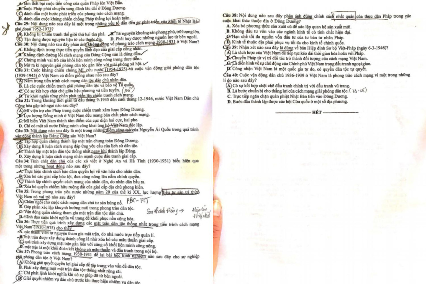 Đề thi môn Lịch sử, bài thi tổ hợp Khoa học xã hội.