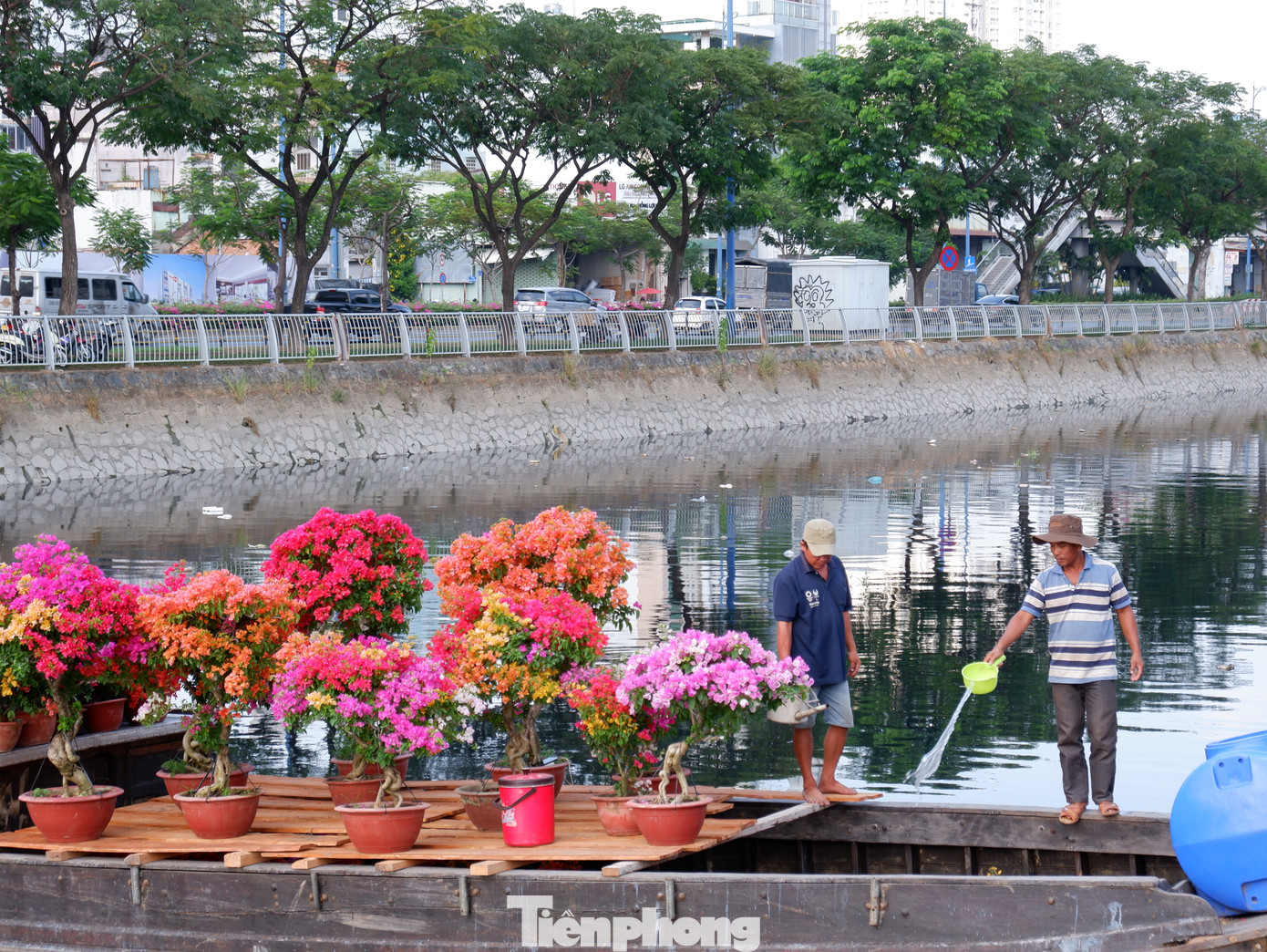 Một số ghe chở hoa, kiểng Tết từ các tỉnh, thành miền Tây đã bắt đầu cập Bến Bình Đông.