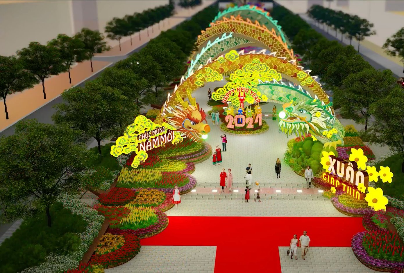 Phối cảnh Đường hoa Nguyễn Huệ Tết Giáp Thìn 2024. Phối cảnh Đường hoa Nguyễn Huệ Tết Giáp Thìn 2024.