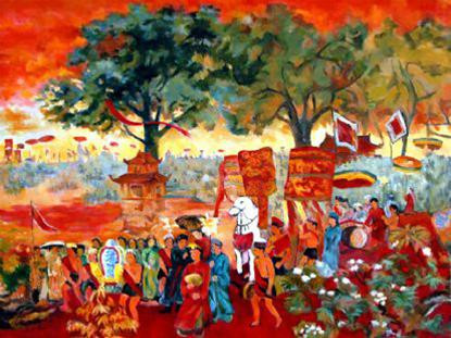 Hội Dóng qua bức tranh do họa sỹ Trịnh Quang Vũ phóng tác