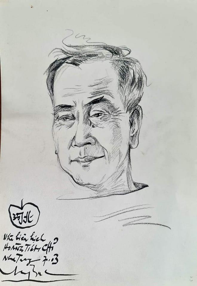 Ký họa Hoàng Tích Chỉ của họa sĩ, NSND Hà Bắc. Ảnh: NVCC