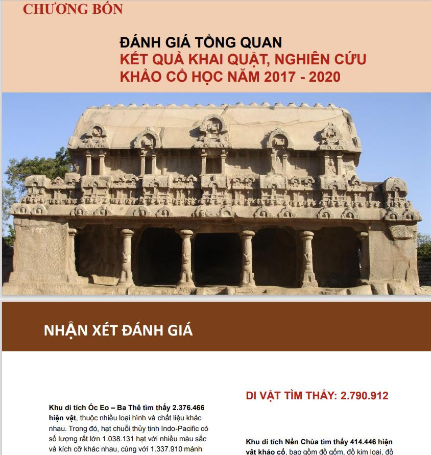 Tìm thấy hơn 2,7 triệu di vật ở Óc Eo-Ba Thê.