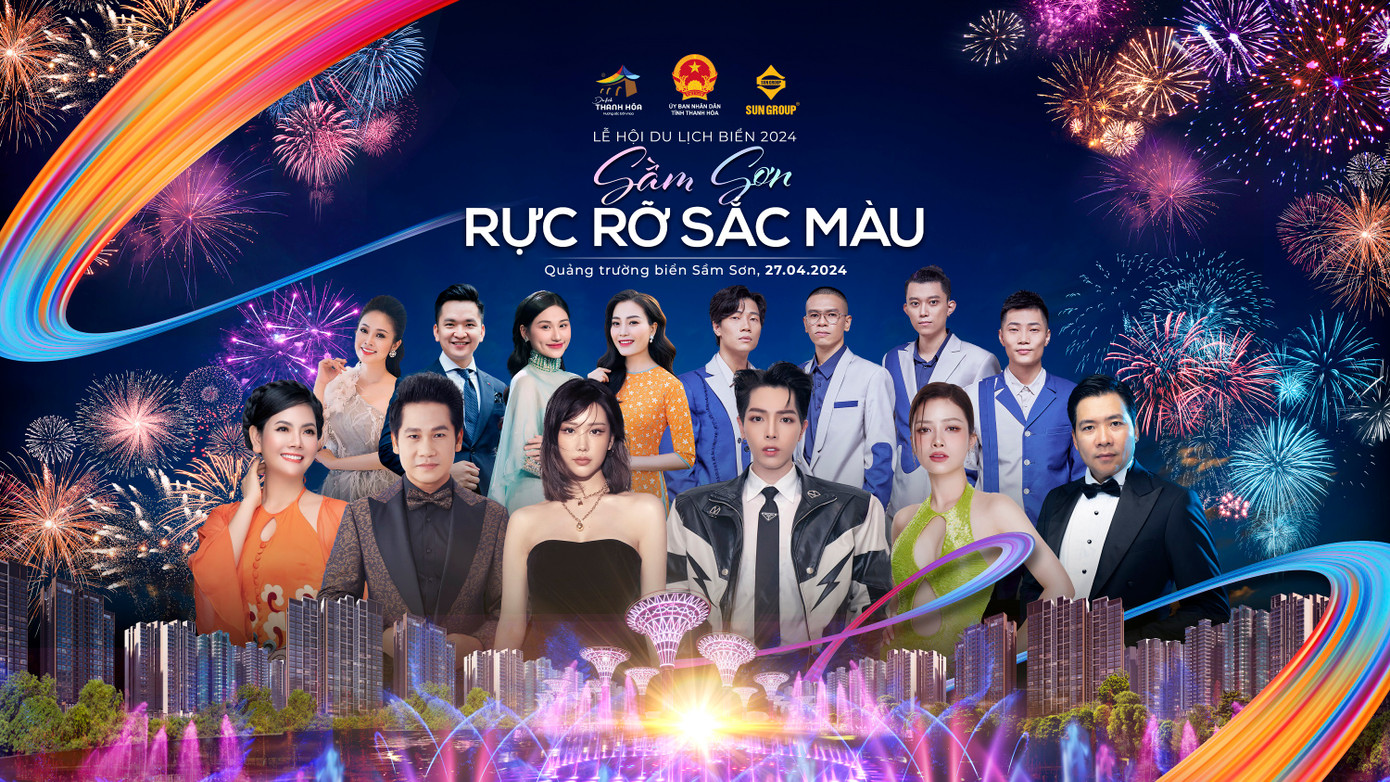 Các nghệ sỹ tham gia đêm khai mạc Lễ hội du lịch biển Sầm Sơn 2024.