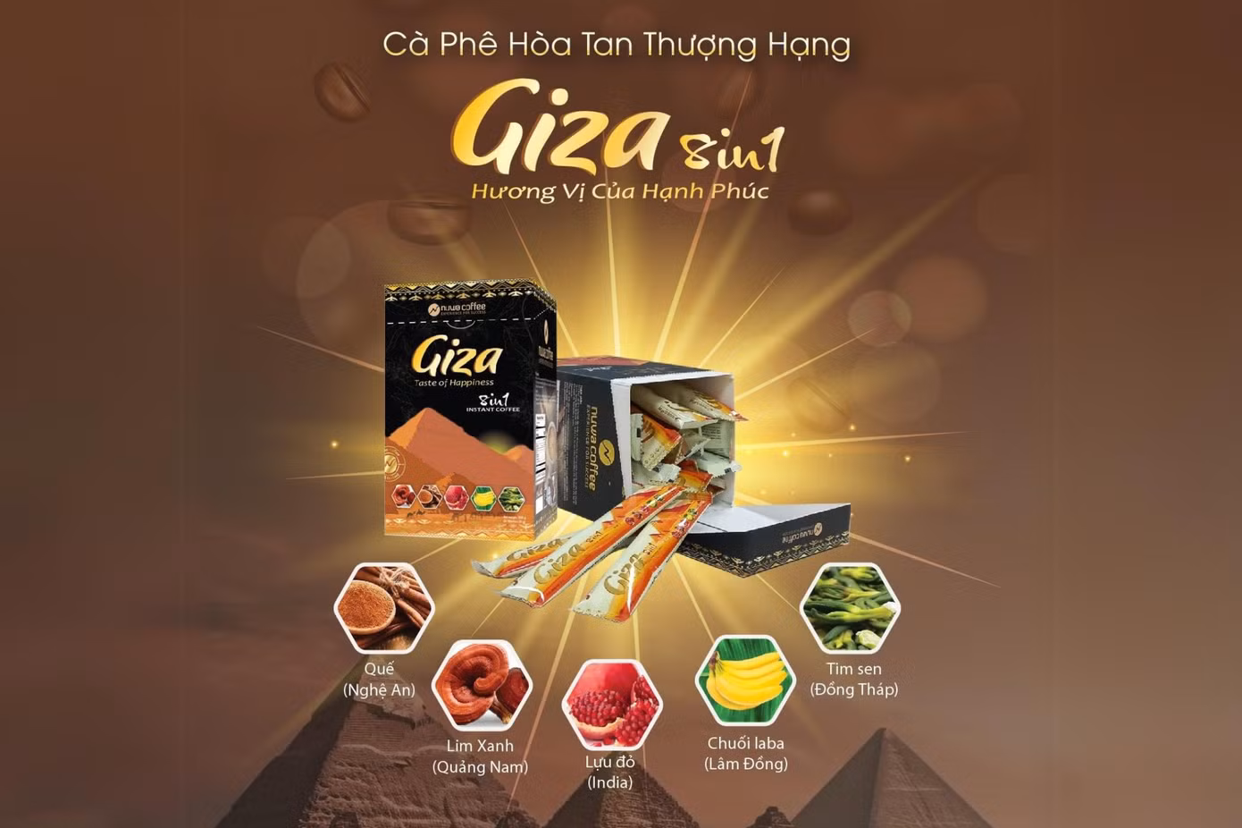 Kết cấu bền vững 8 trong 1 khiến Giza trở thành tách cà phê vừa quyến rũ vừa mang lại sức khỏe thịnh vượng cho người dùng.