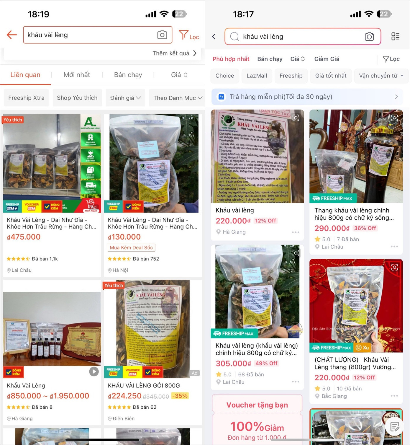 Sản phẩm Kháu vài lèng của Mạc Minh bị giả mạo bán tràn lan trên sàn thương mại điện tử