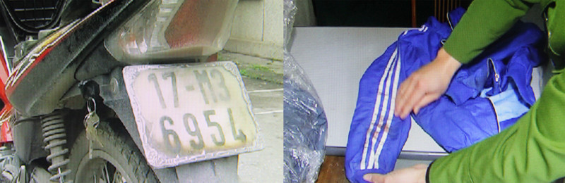 Xe máy và chiếc áo khoác dính máu của Nguyễn Văn Dưỡng Ảnh: CQĐT. Xe máy và chiếc áo khoác dính máu của Nguyễn Văn Dưỡng Ảnh: CQĐT