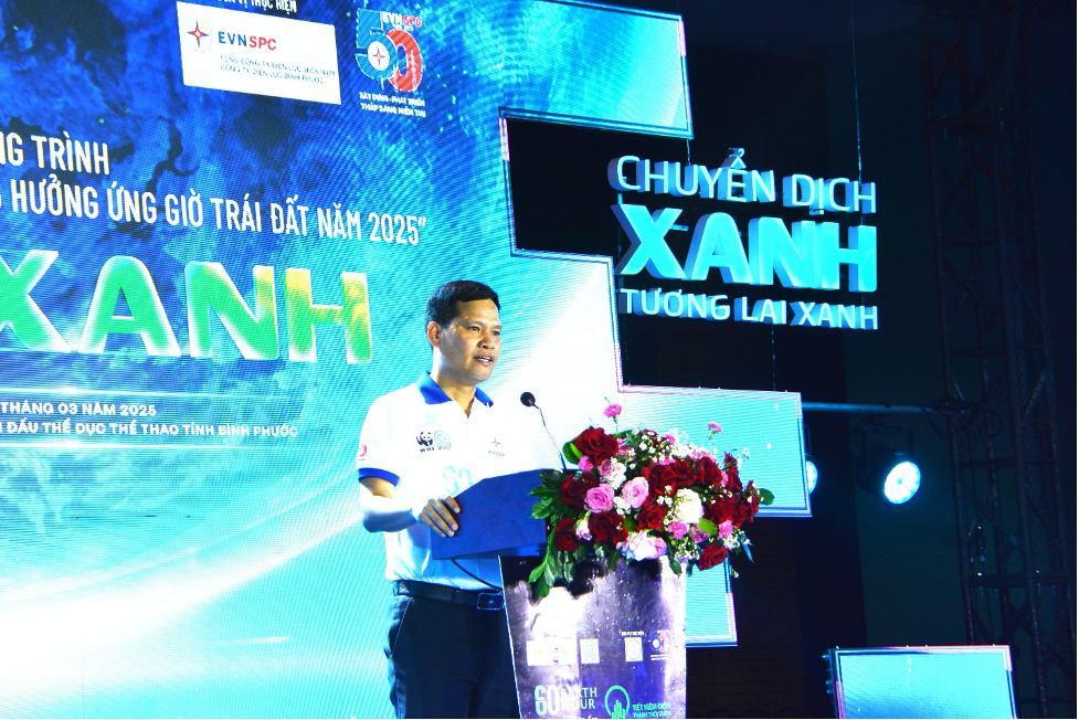 Thay mặt Ban lãnh đạo EVNSPC, ông Bùi Quốc Hoan – Phó tổng giám đốc EVNSPC kêu gọi mọi người hưởng ứng chiến dịch Giờ trái đất. Thay mặt Ban lãnh đạo EVNSPC, ông Bùi Quốc Hoan – Phó tổng giám đốc EVNSPC kêu gọi mọi người hưởng ứng chiến dịch Giờ trái đất.