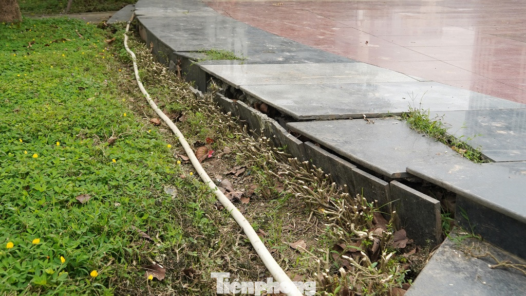 Gạch nền, tường khu vực nhà vệ sinh hay cánh cổng của công viên cũng chắp vá, buộc dây thép nhằng nhịt. Gạch nền, tường khu vực nhà vệ sinh hay cánh cổng của công viên cũng chắp vá, buộc dây thép nhằng nhịt.