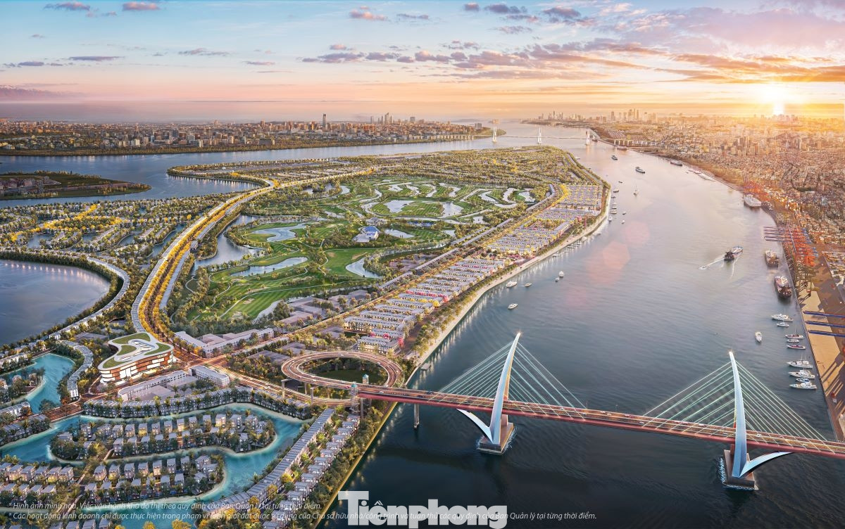 Phối cảnh 3D của cầu Hoàng Gia (Máy Chai) kết nối giữa TP Hải Phòng với đảo Vũ Yên (huyện Thủy Nguyên).