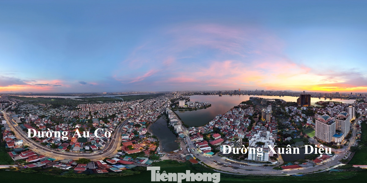 Đường Âu Cơ và đường Xuân Diệu qua góc nhìn panorama từ trên cao.
