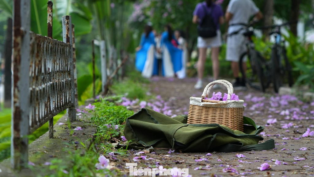 Hàng rào chắn bằng sắt ở đây còn mang cho bức ảnh nét cổ điển riêng của Hà Nội. Một số người còn mang thêm cả đạo cụ, thang nhôm để lựa chọn những góc máy đẹp nhất.