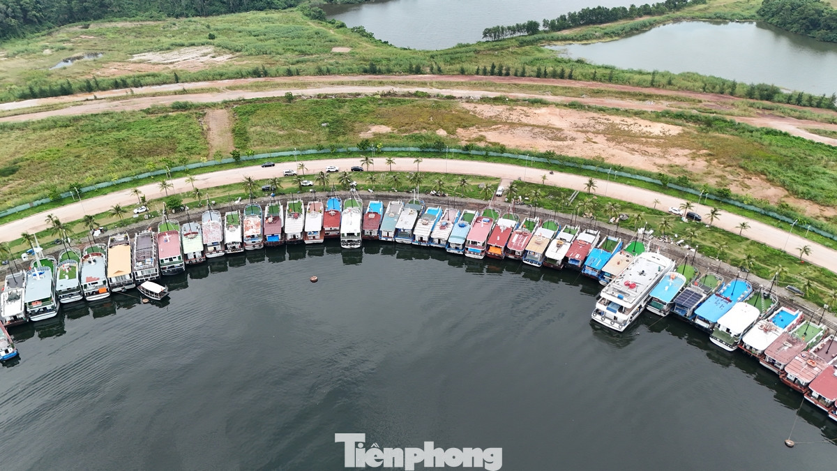 Các tàu du lịch được lệnh về bờ để tránh cơn bão số 3 (bão YAGI). Hình ảnh các tàu du lịch neo đậu san sát nhau tại cảng Tuần Châu vào đầu giờ chiều 6/9.