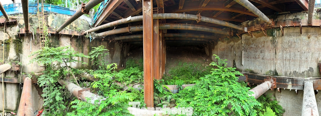 Theo nhà thầu, việc tổ chức thi công Dốc hạ ngầm bắt buộc phải phần kỳ từng đoạn để đảm bảo giao thông đô thị vẫn hoạt động bình thường nên có những phân đoạn phải chờ chuyển tiếp trong thời gian dài, do đó một số vị trí xuất hiện rong rêu và cây dại.