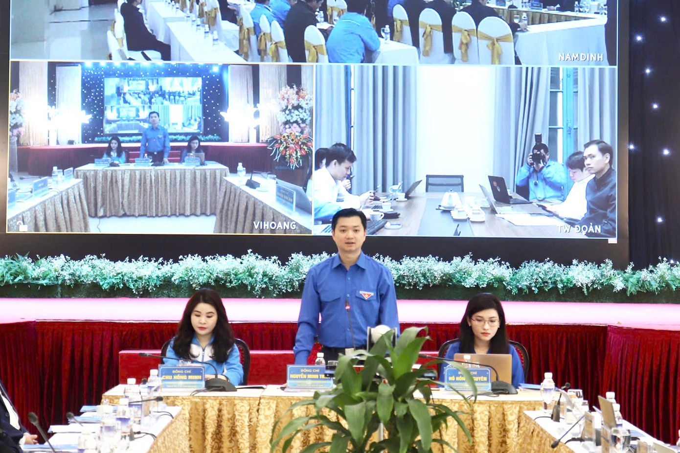 Anh Nguyễn Minh Triết - Bí thư T.Ư Đoàn, Chủ tịch T.Ư Hội SVVN phát biểu tại hội nghị.