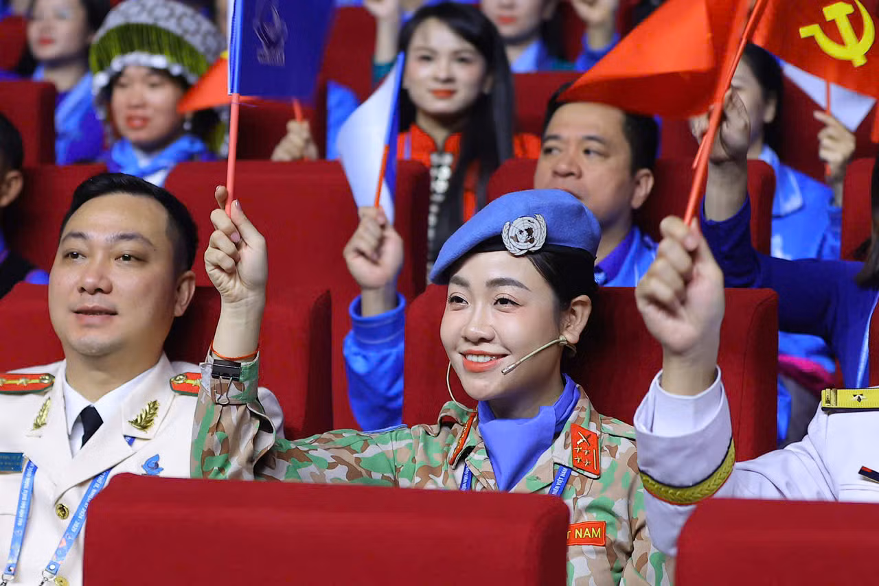 Đại úy Vũ Nhật Hương tại Đại hội. Ảnh: Trọng Tài