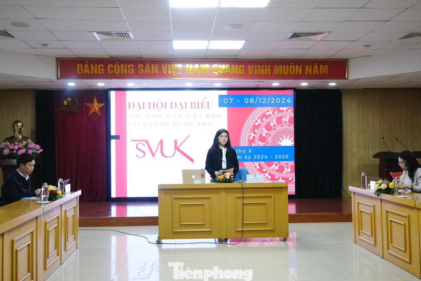 Đại hội đại biểu Hội Sinh viên Việt Nam tại Anh lần thứ X nhiệm kỳ 2024 - 2026 diễn ra với hình thức trực tuyến từ điểm cầu T.Ư Đoàn và trực tiếp tại Anh. Ảnh: Châu Linh