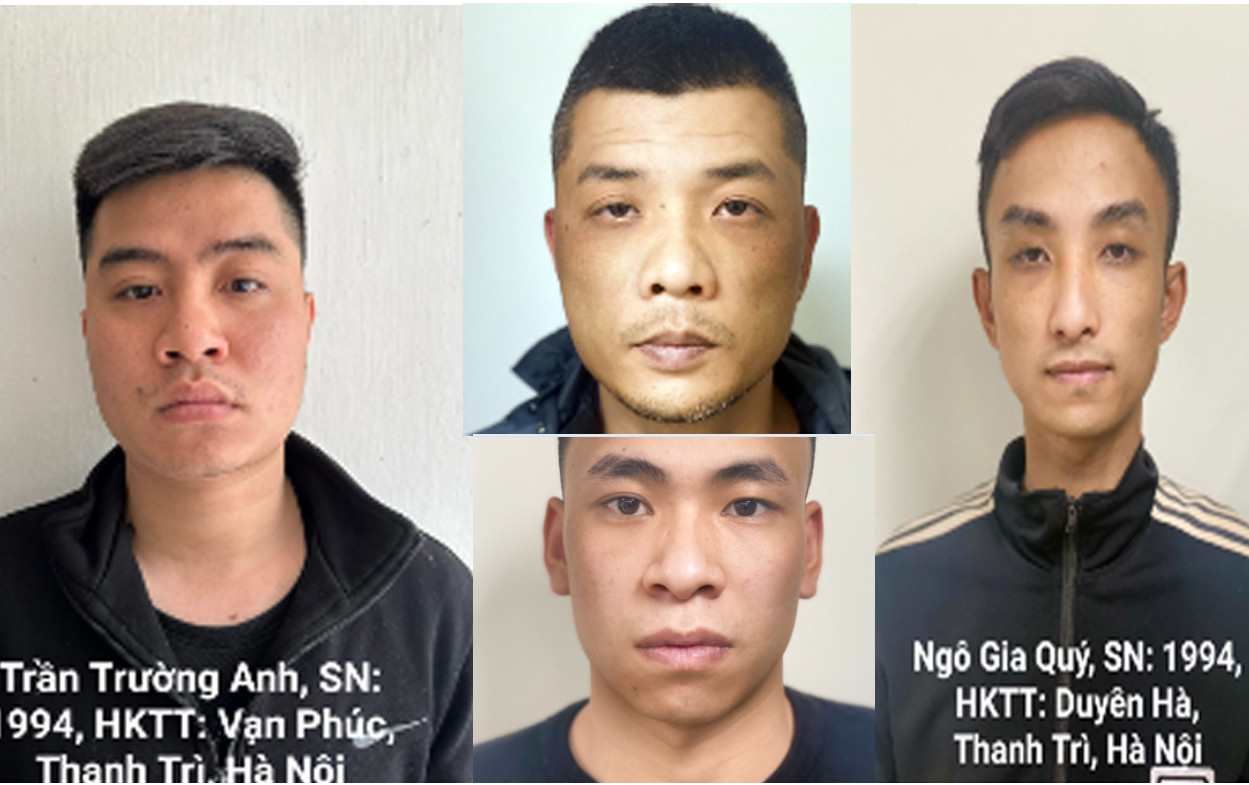 Nhóm đối tượng bị tạm giữ. Ảnh Công an cung cấp. Nhóm đối tượng bị tạm giữ. Ảnh Công an cung cấp.