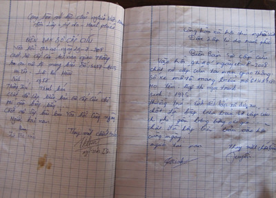 Một trang trong cuốn nhật ký của ông Tuân