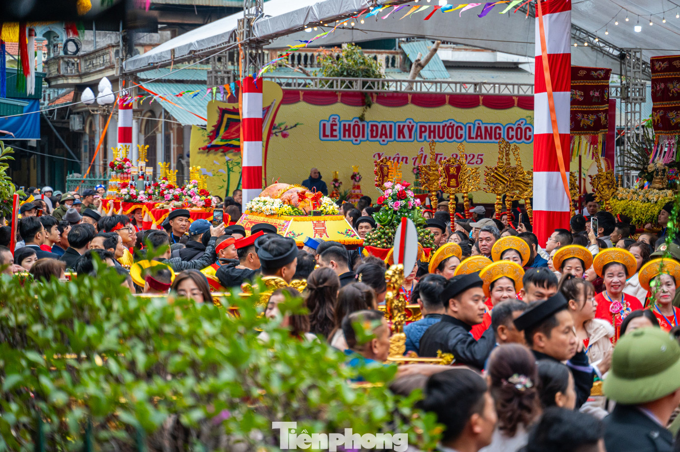 Từ sáng sớm, người dân làng trên, xóm dưới đổ dồn về từ đường dòng họ, đình thuộc các phường Phong Cốc, Phong Hải, Yên Hải để tham dự lễ mừng thọ do dòng họ và chính quyền địa phương tổ chức. Các lễ vật như bánh chưng, bánh giầy đỏ, lợn quay... được bày lên mâm, trang trí đẹp đẽ được con cháu đội lễ tham gia đoàn rước.