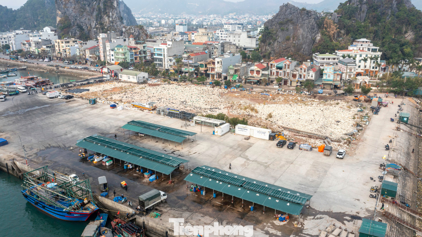 Có thời điểm, những đống phao xốp này chất cao như núi quây kín cả một góc cảng. Sau đó, một doanh nghiệp đã đến đặt vấn để đặt dây chuyền xử lý toàn bộ số phao xốp thành vật liệu và đưa đi chế biến tái sử dụng.