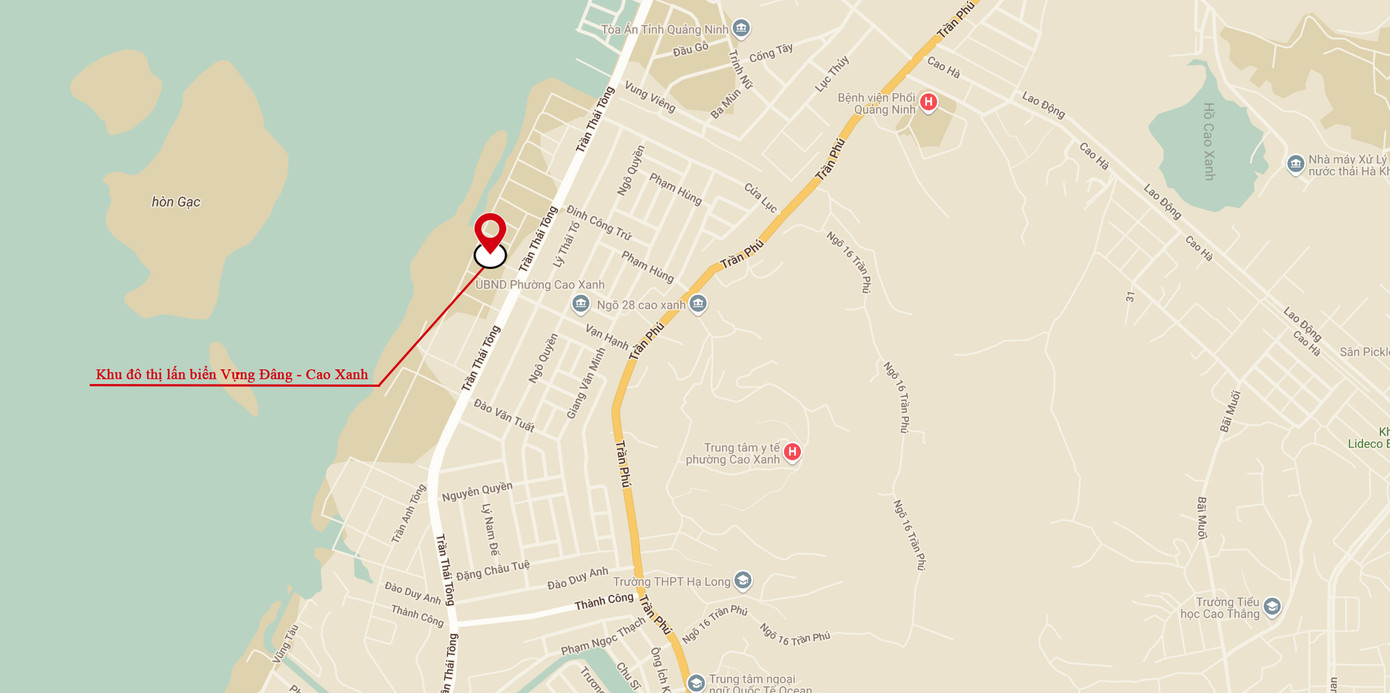 Vị trí xuất hiện nhiều căn nhà kiên cố xây dựng trái phép nằm tại dự án Khu đô thị lấn biển mới Vựng Đâng. Ảnh: Google Maps.