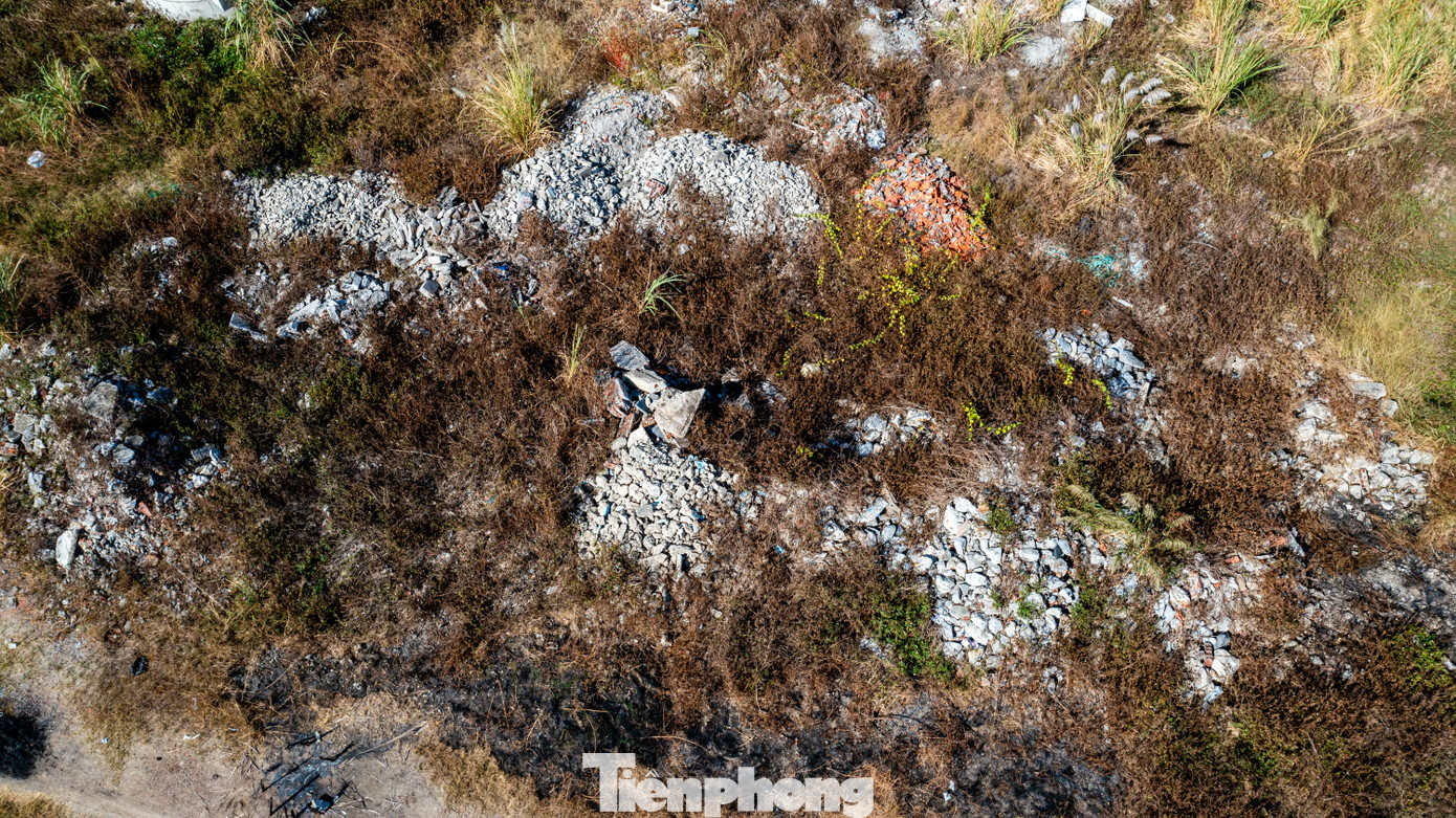 Rác thải chất thành đống nằm giữa những bụi cỏ dại mọc cao quá đầu người.