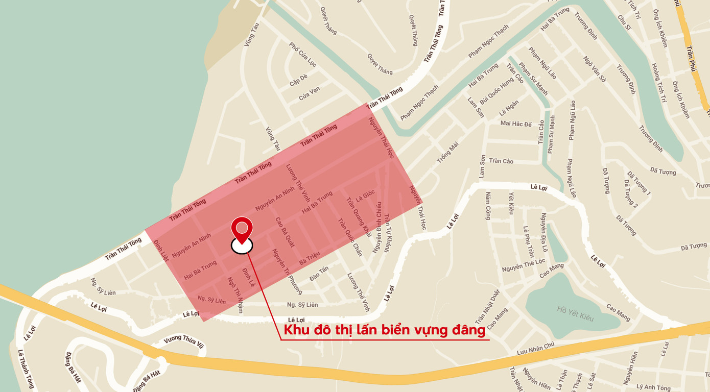 Một số tuyến đường tại Khu đô thị lấn biển Vựng Đâng, TP Hạ Long bị ngập. Ảnh: Google Maps. Một số tuyến đường tại Khu đô thị lấn biển Vựng Đâng, TP Hạ Long bị ngập. Ảnh: Google Maps.