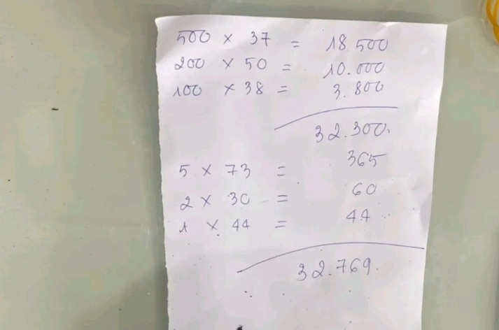 Con số tổng kết 11kg tiền lẻ của anh Được (Ảnh: Nhân vật cung cấp).