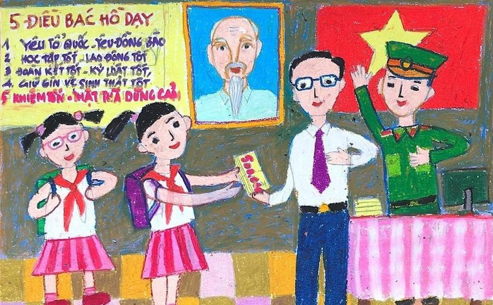 Một bức tranh về phong trào Nghìn việc tốt của học sinh. Một bức tranh về phong trào Nghìn việc tốt của học sinh.