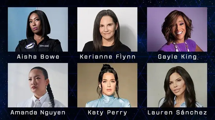Blue Origin sẽ ra mắt một phi hành đoàn toàn nữ với sự tham gia của Katy Perry, Aisha Bowe, Kerianne Flynn, Gayle King, Amanda Nguyen và Lauren Sánchez.(Ảnh: Blue Origin)