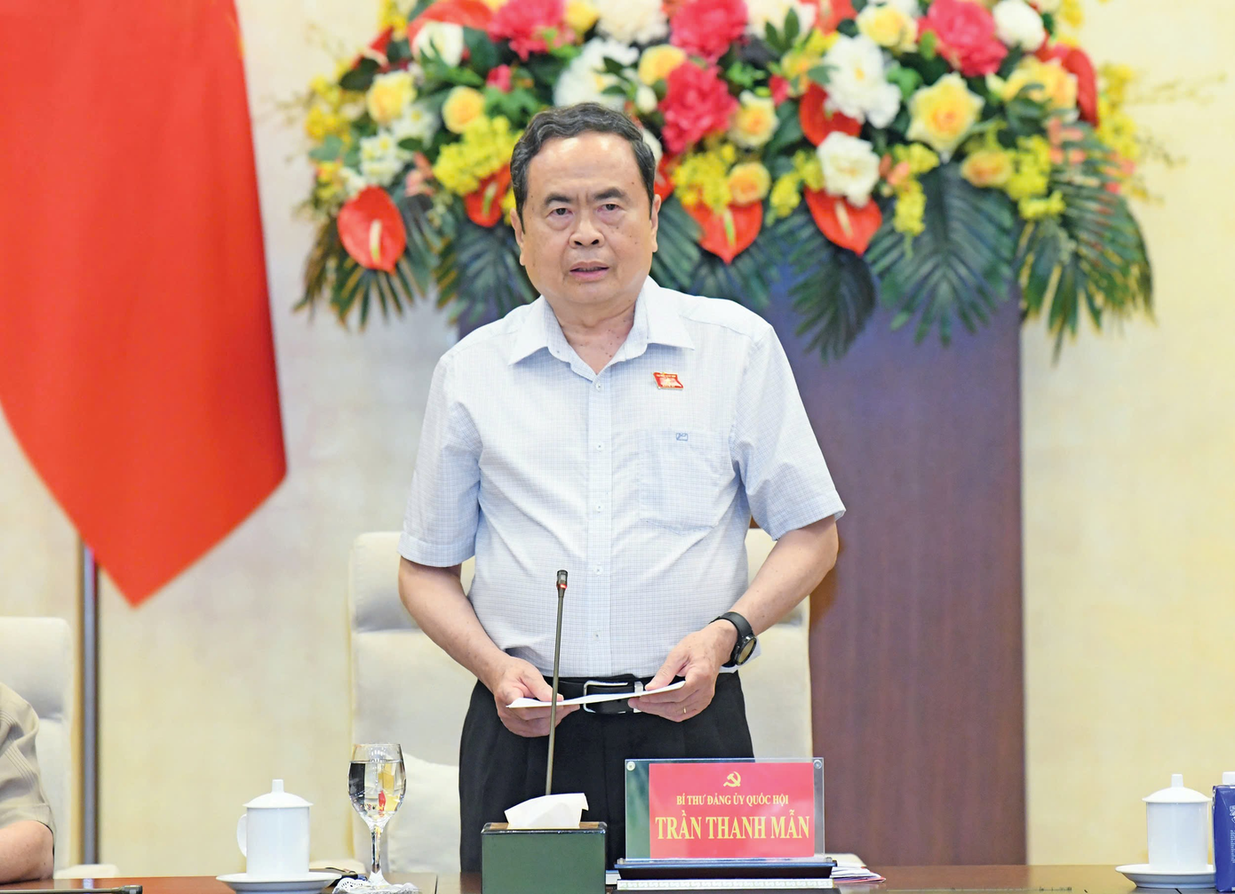 Chủ tịch Quốc hội Trần Thanh Mẫn phát biểu tại hội nghị. Ảnh Lâm Hiển